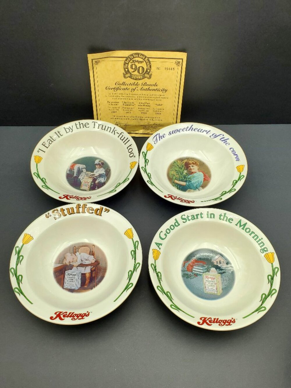 Kellogg's Corn Flakes 90th Anniversary Collectible Cereal Bowls Vintage Ad Bowls - Picture 1 of 13